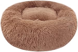 NEPFAIVY Uspokajające legowisko dla psa, kota, puszyste pluszowe legowisko dla szczeniaka, kociaka, okrągłe, ciepłe i miękkie, dla zwierząt domowych, przytulne, nadaje się do prania, rozmiar L, 60 cm