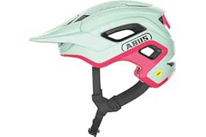 Abus Casco da MTB CliffHanger - casco da bici per percorsi impegnativi - con ampie aperture di ventilazione e fibbie TriVider - per uomo e donna - verde / rosa, taglia S