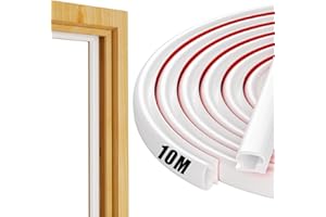 Symyda Guarnizione Adesiva,10 M Profili in Gomma D-Tipo Guarnizioni per Porta, AutoadesivoGuarnizioni per Finestre,Per Spazi tra i telai delle porte e Antivento mpermeabile Insonorizzazione(Bianc)