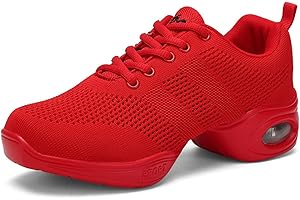 FARZAH Womens Dance Sneakers Jazz Shoes - Lace-up Ballroom Outdoor Mesh Trainers Split Sole Lightweight Breathable Lady Platform Shoe