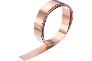QUARKZMAN Rulle Kopparfolie, 2 000 mm x 10 mm x 0,1 mm, 99,9 % ren kopparfolie för kopparplåt, kopparplåt för gör-det-själv-p
