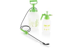 Alfresia Garden Pressure Sprayer Two Set - 2L with Safety Valve and 5L with Lance Wand, Hose Pipe Alternative for Eco Watering, Hose Pipe Ban Friendly, Weed Sprayer Pump, Garden Spray Bottles
