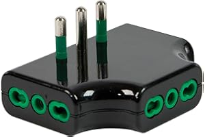 FANTON 82221 adattatore presa tripla piatta SALVASPAZIO - 1 spina italiana grande 16A 3 prese bipasso NERO