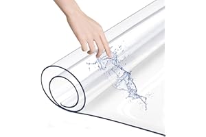 TSKDKIT Clear Desk Protector Mat PVC Transparent Table Protector, 80 x 40cm Non-Slip Waterproof Clear Desk Pad Table Cover Protector with Round Edge, for Office, Home, Writing Desk Tabletop