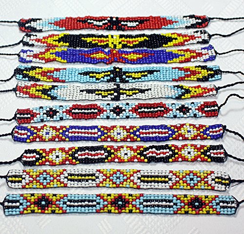 10 x Indianer Armband Perlen zum binden verschiedene Motive für KINDER oder ERWACHSENE Geburtstag Party Kindergarten - 2