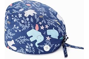 XBFOCNH 1 Pièces Casquettes de Travail Réglable Bandana avec Bouton Chapeau de Peintre Coton Imprimé Unisexe Casquette Cache Poussière