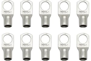 LOKXMVE Set di 10 capicorda M8, 16 mm², capicorda ad anello, in rame stagnato, SC16-8 non isolato