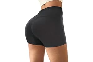 Sahunfri Women's High Waist Hot Pants, Stretchy Mini Shorts, Yoga Workout Booty Shorts Gym Cycling Sports Running Leggings
