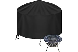Raweao Housse de Protection pour Braséro Rond 90 x 60cm, 500D Oxford Housse pour Foyer Imperméable Couverture Ronde pour Brasero Housse de Foyer Barbecue, Noir