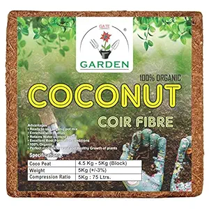 GATE GARDEN Cocopeat for Garden 5 Kg Cheapest & Spectacular Quality?? Expands Upto 75 Litres of Coco Peat Power Eco-Friendly, use with Soil to inc. Water Retention & Help Plants Flourish!