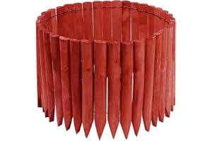 JonesHouseDeco Wooden Fence Edging Outdoor Garden Lawn Landscape Flexible Decorative Border Length 120cm x Height 30cm - Reddish Brown-K624A04