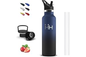 GRSTA Borraccia, Borraccia Termica 500 ml, Senza Perdite, Borraccie con Cannuccia, Senza BPA, Borraccie Acciaio Inox, Acciaio Inossidabile 18/8, Borracce Metallo per Campeggio, Ufficio, Caffè, Yoga, Scuole