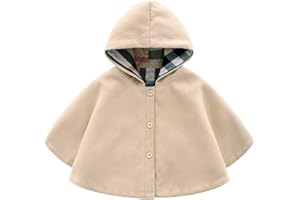 SONNENA Enfants Cape à Capuche Chaude Mignon Pélerine à Capuchon Épais Hiver Automne Châle en Laine Coupe-Vent Manteau Tout-Petits Douce Poncho en Plein Air pour Bébés Filles Garçons 0-3 Ans