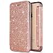 Produktbild iPhone 6S Plus Hülle,iPhone 6 Plus Hülle,iPhone 6 Plus / 6S Plus PU Leder Klapphülle Lederhülle,Surakey Handyhülle iPhone 6 Plus / 6S Plus PU Leder Wallet Tasche Brieftasche Schutzhülle,Luxus Bling Strass Glitzer Handys Schutz Handys Schutz Hülle PU Leder Flip Hülle Ledertasche im Bookstyle Cover Schale Weiche Silikon Etui Karten Slot und Magnetverschluß Etui Handytasche Flip Wallet Case Kunstleder Tasche Cover für iPhone 6S Plus/ iPhone 6 Plus, Rose Gold