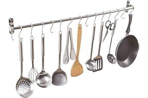 ALICEMALL Multifunzione Rastrelliera di Asciugamano Attaccapanni Appesa Aste Rack per Accessori da Cucina e Bagno in Acciaio Inossidabile 80 cm con 15 Ganci