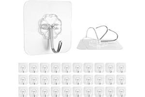 Frevoitna 30 Pièces Crochet Adhesif Mural, Crochet Adhésif Transparents, Crochets Adhesifs Inoxydable, Accroche Serviette Salle de Bain Imperméables, Crochets Muraux pour Cuisine, Salon