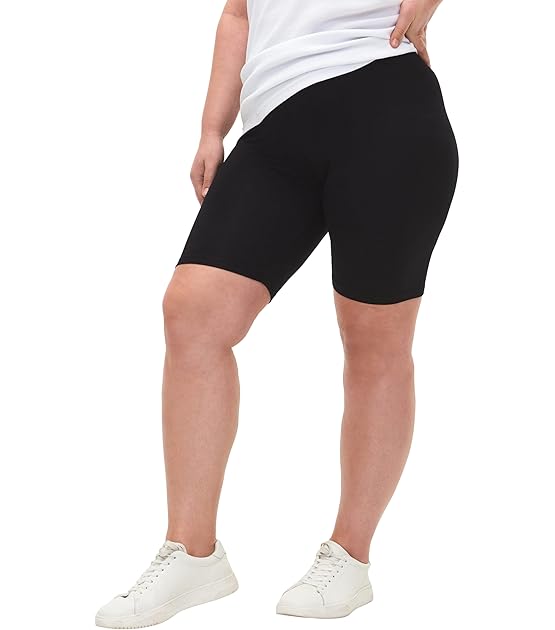 Große Größen Damen Einfarbige Fahrradshorts aus Viskose Gr