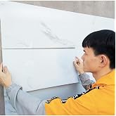D&uuml;z Kırık Beyaz Yapışkanlı Pvc Duvar Kaplama Mutfak Banyo Sticker 30 * 60cm 6 Adet 1,08mt2