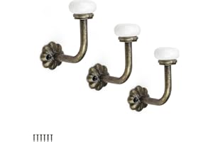 Perchas Pared Cerámica Vintage, PARFCO 3 Piezas Percheros Pared Color Bronce, Colgadores de Ropa de Baño Material de Aleación de Zinc para Colgar Ropa, Sombreros