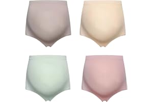 AWAVM Majtki ciążowe, 4 szt. Miękkie i oddychające majtki ciążowe, damskie majtki z wysokim stanem i bawełną, majtki ciążowe dla przyszłej mamy wygodne, Wielokolorowy, XL duże rozmiary