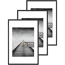 Walasis Fotolijst 30x40 Zwart: Set van 3 40x30 houten lijst met passe- partout voor foto collage poster - houten lijst met acrylglas