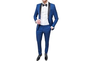 MAT SARTORIALE Abito Uomo Sartoriale Blu Slim Fit Vestito Smoking Elegante Cerimonia