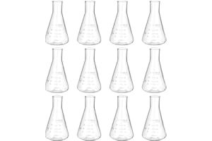 PATIKIL Erlenmeyer Flask, 12 Pcs 100ml 3.4oz Narrow Mouth Graduated Flasks Borosilicate Glass with Printed Graduation for Lab Experiment Chemistry Science Study