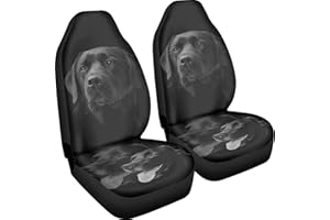 Poceacles Schwarzer Labrador Hund Muster Auto Sitzbezüge Auto Sitzschutz Eimer Sitzbezug Atmungsaktiv 2 teile/satz Vordersitzbezüge Schutz für SUV LKW Fahrzeug