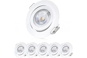 ‎SWEET-LED Sweet Led Einbaustrahler 3-Step-Dimming deckenspots flach 5W 230V Decken Einbauleuchte 3 Stufen dimmbar Einbauspots schwenkbar spots weiß rund warmweiß einbau 6 stück
