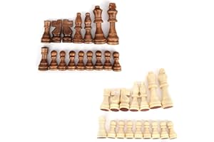 AIDODIA 32 PièCes Portable Jeu D'éChecs En Bois Naturel, Artisanat éLéGant Pieces Echecs Pour Jeux D'éChec, Compatible Avec Tous Les Plateaux D'Echecs, Pour Famille Et Voyage(éChiquier Non Inclus) (2.5Pouces)