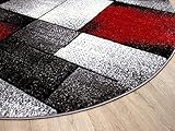 Designer Teppich Brilliant Rot Grau Fantasy Rund in 3 Größen - 2