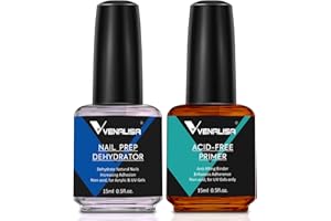 V VENALISA VENALISA Primer et Déshydrateur pour Ongle 15ml*2pcs Primer Ongle Vernis Semi Permanent et Nail Déshydrateur Set pour Vernis à Ongles UV Poudre Acrylique Nail Prep Manucure,Protéger Ongles Naturels