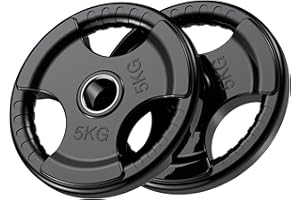 PhysKcal Dischi Pesi Finitura in Gomma Foro Ø50 mm, Dischi Ghisa Gommati Olimpionici Set a Scelta da 2,5 A 20 kg, Tri-Grip Impugnatura - Piastra per Bilanciere, Manubri, Fitness, Allenamento a Casa