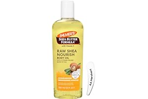 AA MERCHANT PALMER'S Shea Butter Formula Raw Shea Nourish Body Oil with Vitamin E, 250ml - Deep Moisturizing & Hydrating Body Oil for Dry Skin, Bath, Shower & Massage.(With Cosmetic Spatula)