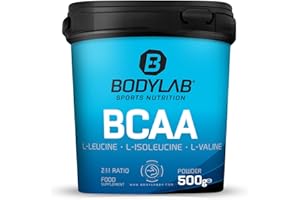 Bodylab24 BCAA Powder 500g, BCAA in polvere ad alto dosaggio, leucina, isoleucina e valina nel rapporto 2:1:1, aminoacidi a catena ramificata, ideale da aggiungere a un frullato proteico, insapore