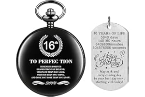 Tiong Inspirational Pocket Watch with Chain for 13/16/18/21/30/40/50/60 Birthday Gifts Birthday Keepsake Presents with Gift Box