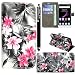 Produktbild ZTE Blade V7 Lite Hülle, Kamal Star® PU Leder Flip Case Schutzhülle + Stylus (Pink Flower Dark Grey Book)
