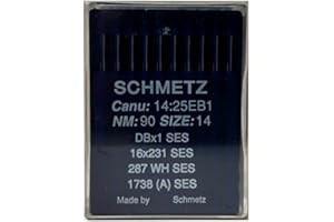 Schmetz Agujas industriales para máquina de coser: 16 x 231 SES Ball Point/Jersey – 90/14 (paquete de 10) + Enhebrador de agujas (un solo paquete)