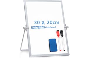 ARCOBIS Magnetic Whiteboard Abwischbar für Schreibtisch,Magnetische tragbare doppelseitig beschreibbar Staffelei Whiteboard (30 x 20cm)
