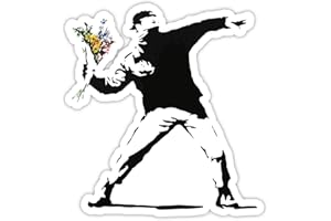 UNBEKANNT Banksy Rage Flower Thrower Diseño | Art Pared Graffiti vinilo | Urban tipo ventana pegatinas auto, Laptop, Medium - 10x9cm
