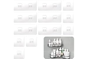 SUBTAVIK 12 Pcs Shower Caddy Adhesive Hooks Replacement, Corner Sticker Transparent Sticky for Bathroom Kitchen Shelf (Double&Single Hook), (YW0133)