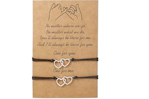 Aieino Pinky Promise Bracelets - Adjustable Handmade String Rope Relationship Couple Distance Friendship Mother Father Daughter Son for Women Men Teens Birthday Valentine's Day Gift