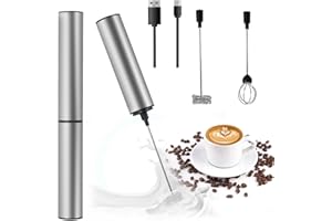 CHANEEHANN Mousseur à Lait Électrique Rechargeable USB, Fouet Electrique 3 en 1 avec 3 Accessoires, 2 Vitesses - Pour Café Latte, Cappuccino, Cuisine, 800mAh