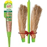 Scotch-Brite No-Dust Broom with Long Handle and Broom Refill Head| Flat Fiber Jhadu for Fine Dust & Hair | Reaches All Corner