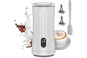 Ovetedot Montalatte Elettrico, Automatico 4 in 1 Cappuccinatore Elettrico, Schiuma di Latte Calda e Fredda, Montalatte Silenzioso per Caffè, Cappuccino, Macchiato, Cioccolata Calda, Bianco