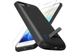 Giabuao Akkuhülle für iPhone 8/7/6S/6/SE 2020, 8500 mAh, Schlanke Wiederaufladbare Handy Ladegeräte Powerbank mit Standfuß, Erweiterte Ladehülle, tragbare Schutzhülle mit Akku, (4.7") Schwarz