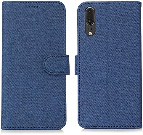 Huawei P20 Pro Case Cover, Eastcoo Canvas Waterproof Flip Wallet Card Holder Case with Stand Kickstand Magnetic Closure Slim Fit Clear TPU Bumper Tough Hybrid cover case for Huawei P20 Pro ( P20 Pro,Blue)