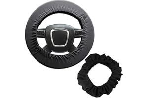 JTMKYO 2 Pcs Universal Car Steering Wheel Covers, Oxford Fabric Steering Wheel, Steering Wheel Protector, Dust Protector, Fits Most Sizes, Provides Protection And Comfort (Black)