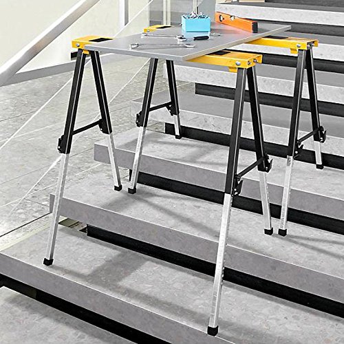 2x Teleskop-Arbeitsbock höhenverstellbar mit rutschfester Gummiauflagefläche Werkstattbock Stützbock Klappbock Arbeitsböcke bis 120kg belastbar platzsparend faltbar - 2