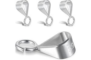 YOLEV 4 cierres deslizantes de plata de ley 925 para joyas, colgantes, ojales, collares, trabillas para colgantes, conectores con lazo abierto